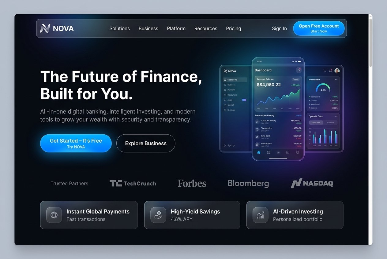 Fintech Startup Web Design Mockup